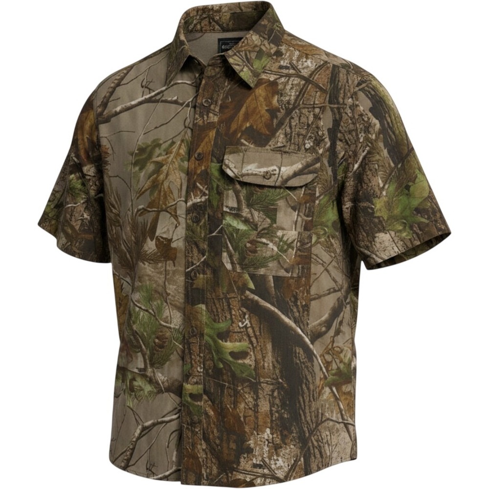 Winchester Button Down Shirt Mens Small Brown Realtree APG Camo Short Sleeve